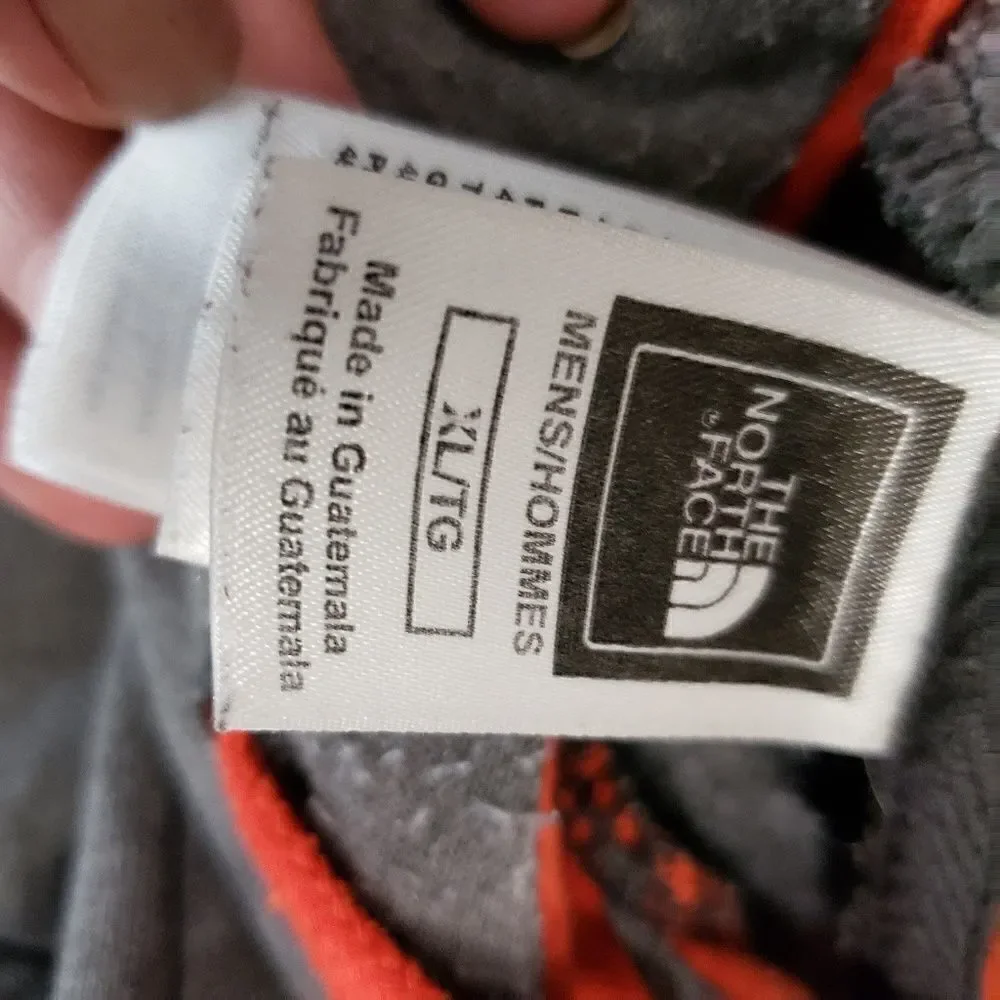 The North Face gray hooded sweatshirt orange logo